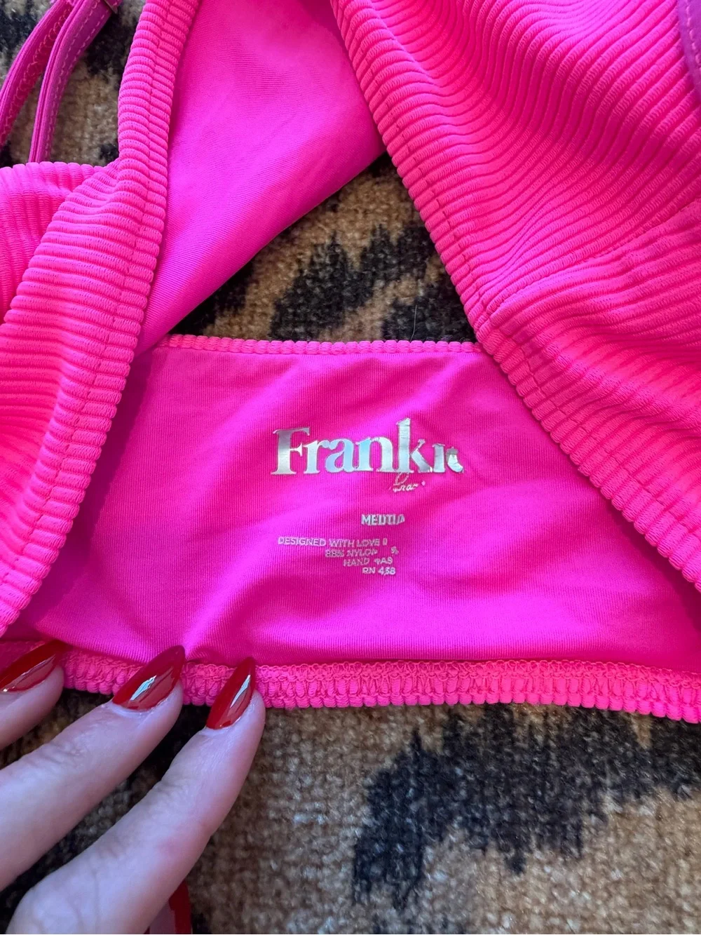 Frankies Bikinis Hot Pink Ribbed Two-Piece Swim Set